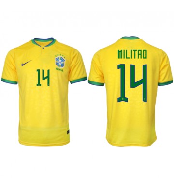 Maillot de foot Brésil Eder Militao #14 Domicile Monde 2022 Manches Courte